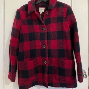 Women’s Size Large Black and Red Plaid Coat